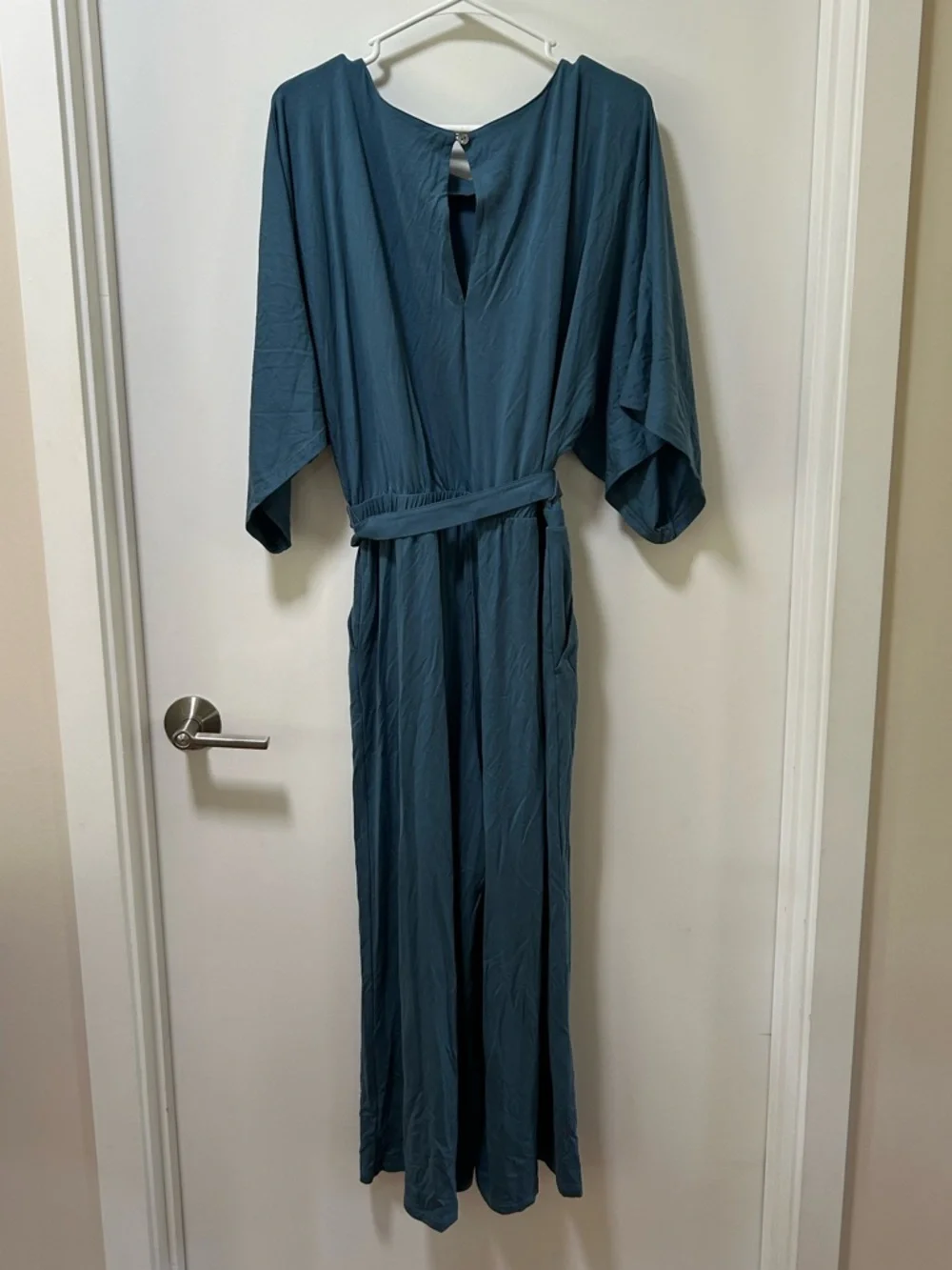 Garnet Hill Blue Kimono Sleeve Jumpsuit Size Medium